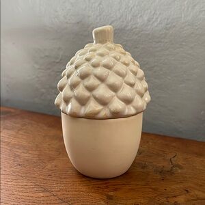 Cream Ceramic Acorn Art Piece